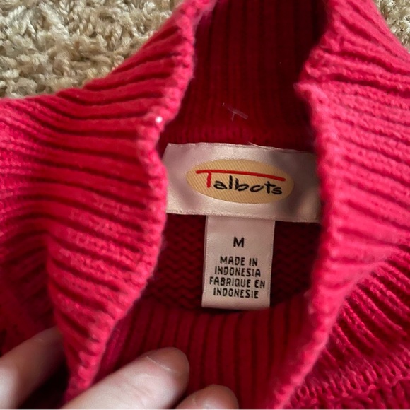 Talbots Red And White Holiday Sweater. Acrylic. Very nice. Size M - Picture 4 of 5